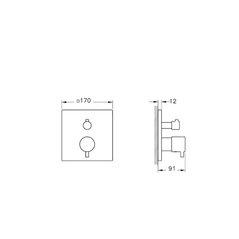 Vitra Root 1 Outlet Square Concealed Thermostatic Shower Valve - Brushed Nickel