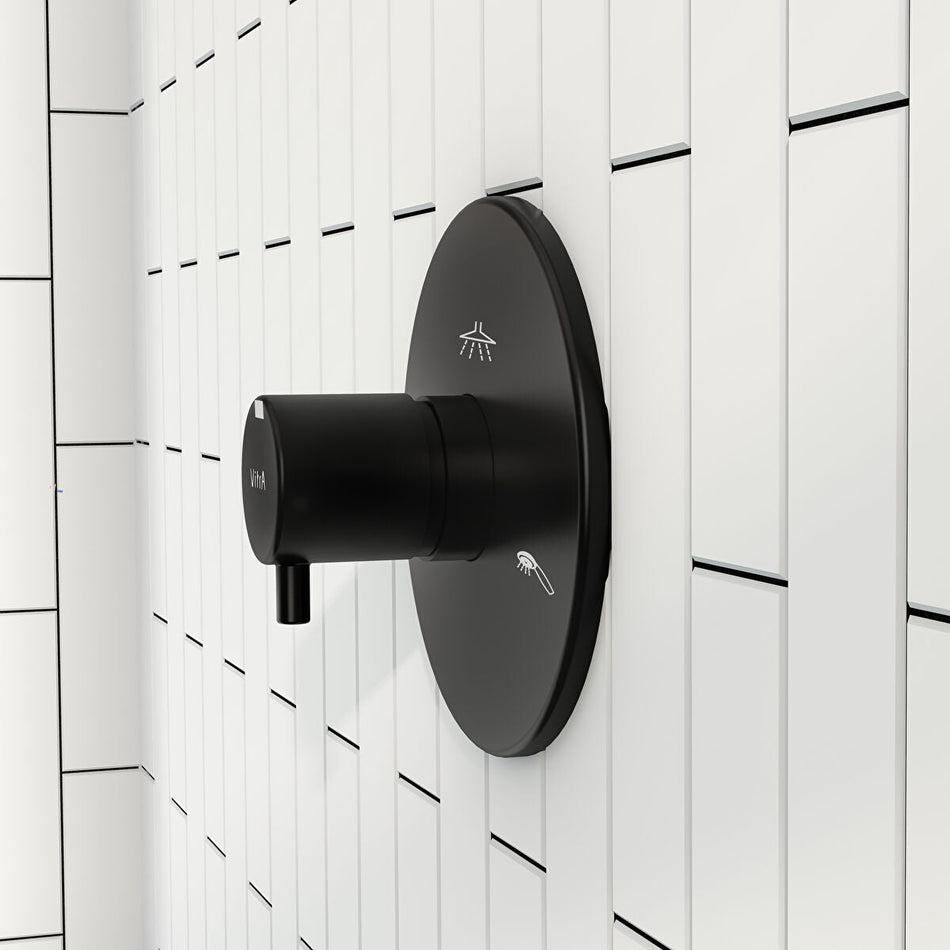 Vitra Root Round 3 Way Built-in Thermostatic Diverter - Matt Black