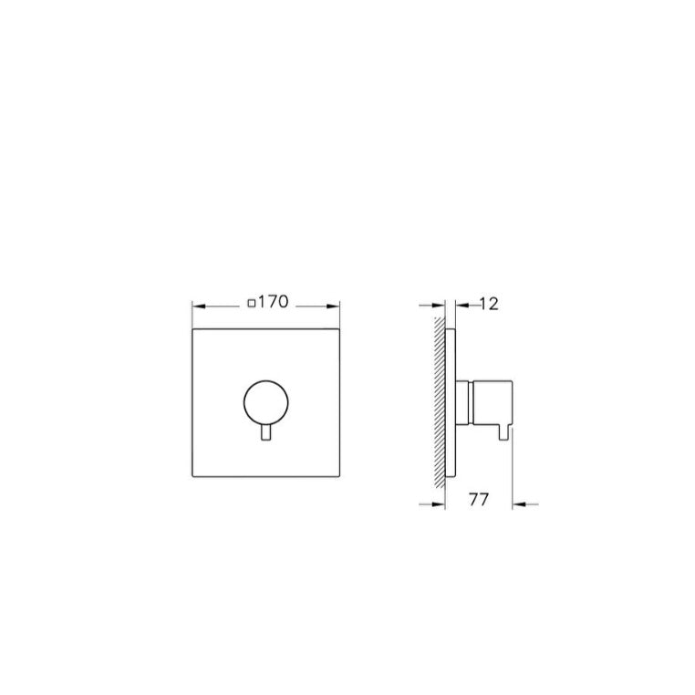 Vitra 3 Outlet Square Built-in Diverter - Matt Black