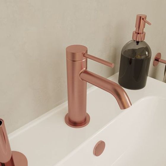 Vitra Minimax Round Compact Basin Mixer Tap - Brushed Bronze