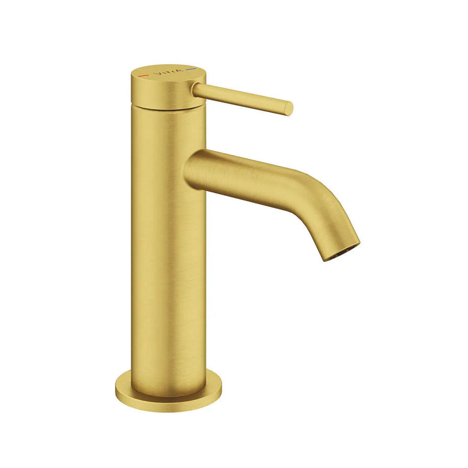 Vitra Minimax Round Compact Basin Mixer Tap - Brushed Brass