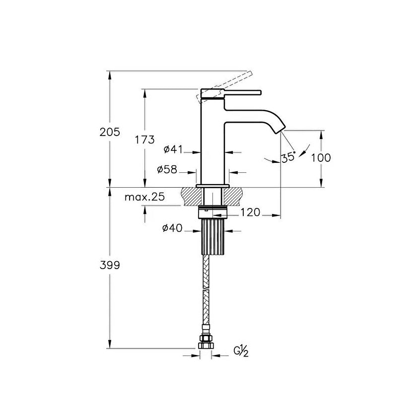 Vitra Minimax Round Compact Basin Mixer Tap - Brushed Nickel