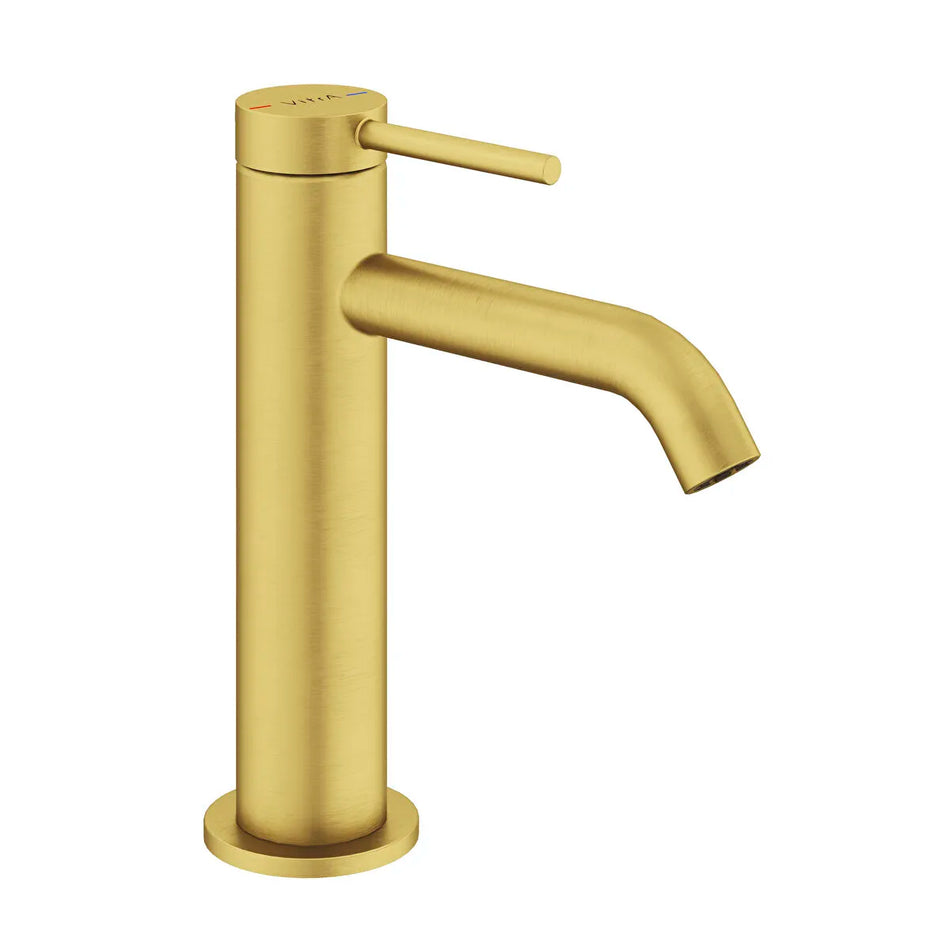 Vitra Minimax Round Standard Basin Mixer Tap - Brushed Brass
