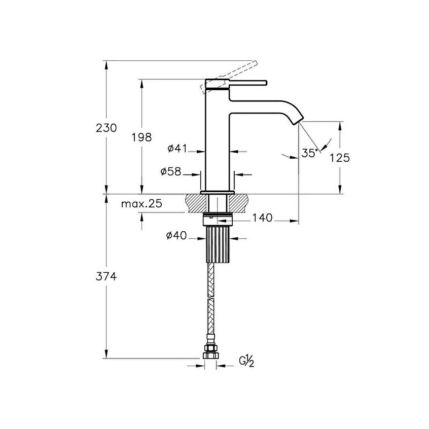 Vitra Minimax Round Standard Basin Mixer Tap - Brushed Nickel