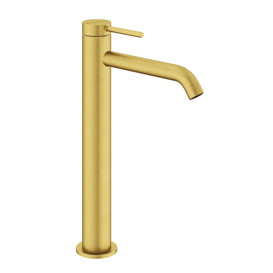 Vitra Minimax Round Tall Basin Mixer Tap - Brushed Brass