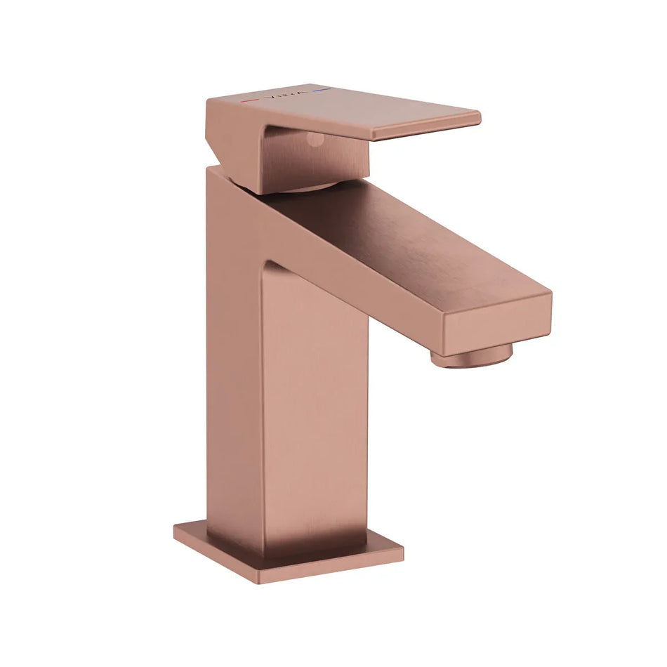 Vitra Minimax Square Compact Basin Mixer Tap - Brushed Bronze
