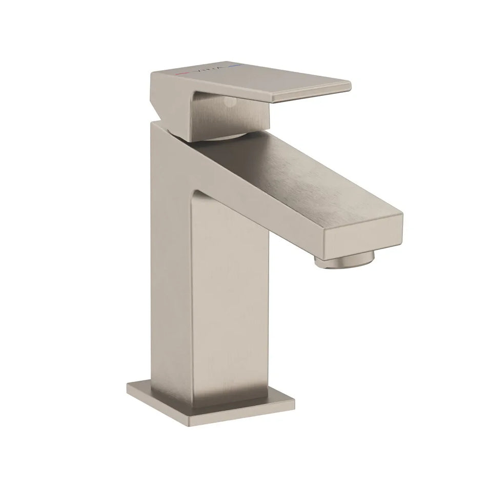 Vitra Minimax Square Compact Basin Mixer Tap - Brushed Nickel