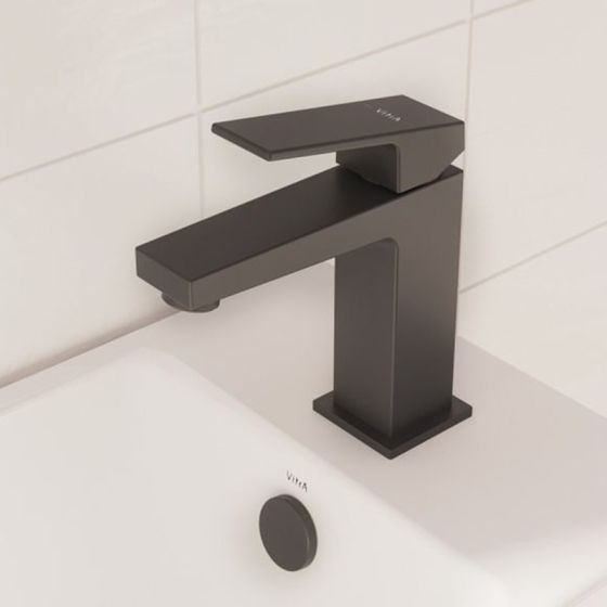 Vitra Minimax Square Compact Basin Mixer Tap - Matt Black