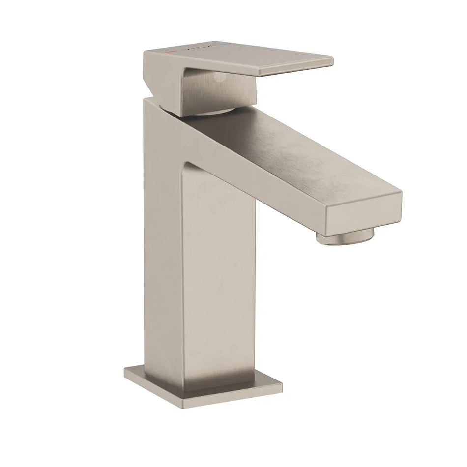 Vitra Minimax Square Standard Basin Mixer Tap - Brushed Nickel