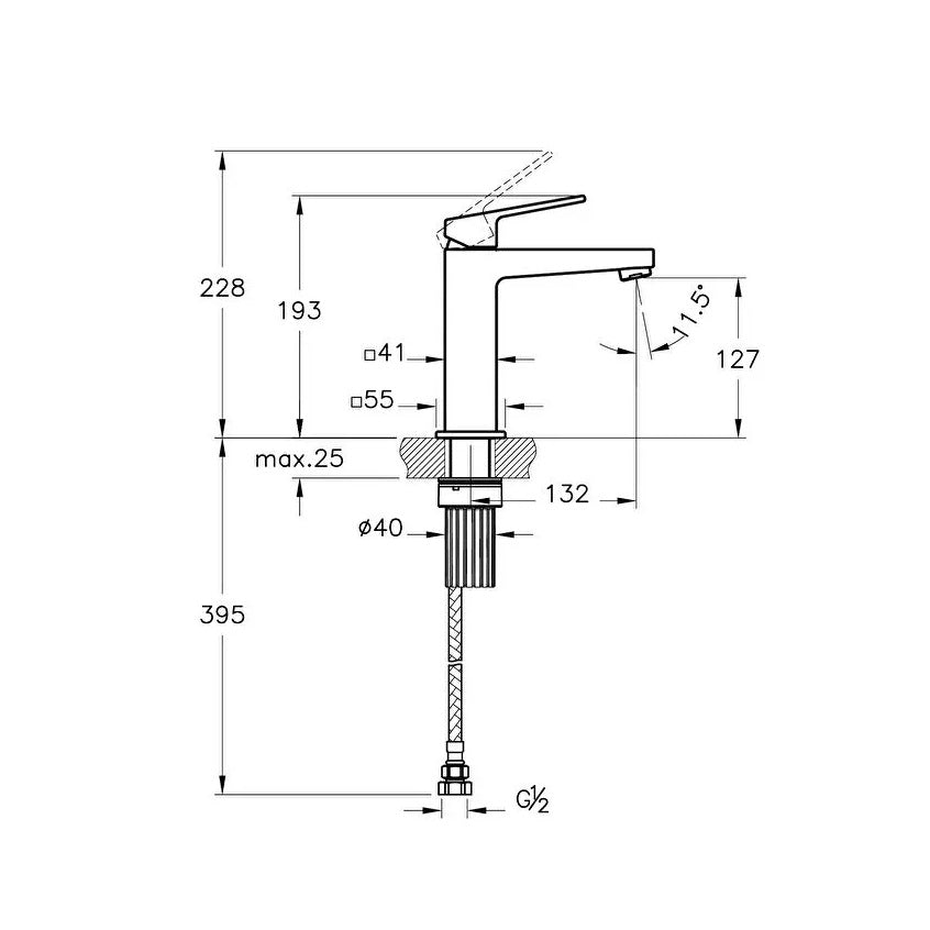 Vitra Minimax Square Standard Basin Mixer Tap - Brushed Bronze