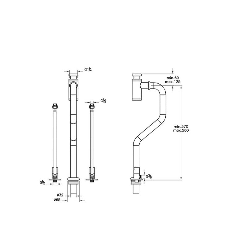 Vitra Origin Floor Mounted Bottle Trap For Monoblock Basins - Chrome