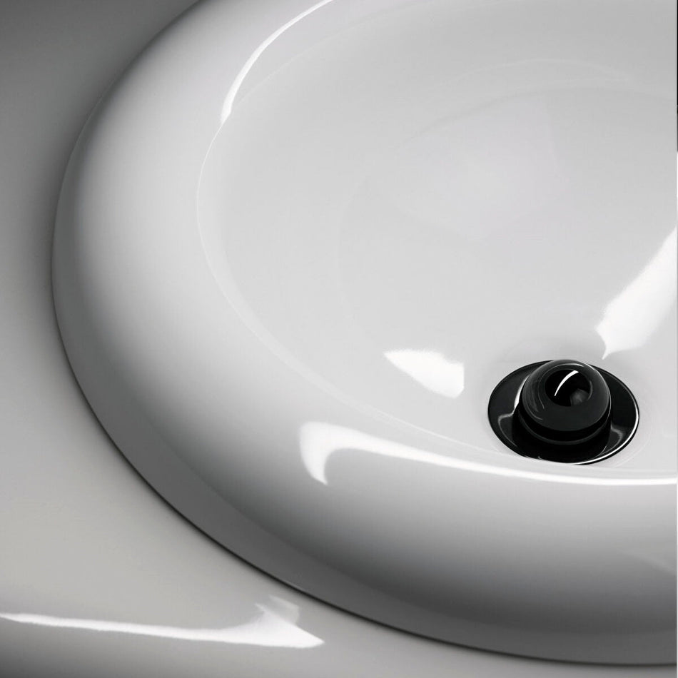 Vitra Liquid Fixed Plug Basin Waste With Cover - Gloss Black