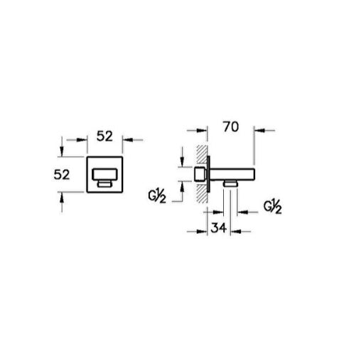Vitra Root Square Built-In Hand Shower Outlet - Soft Copper