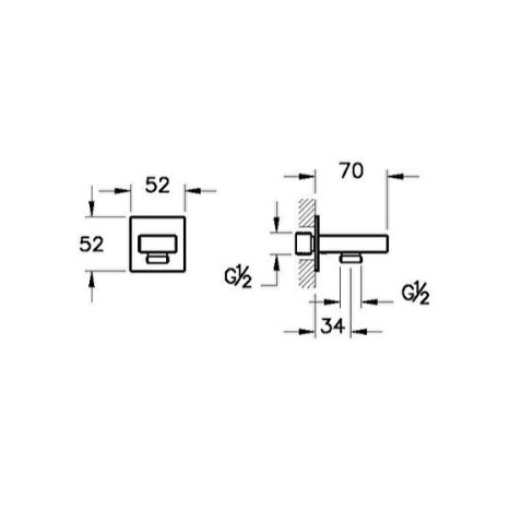Vitra Root Square Built-In Hand Shower Outlet - Brushed Nickel