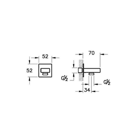 VitrA Root Square Built-In Hand Shower Outlet Elbow - Soft Gold