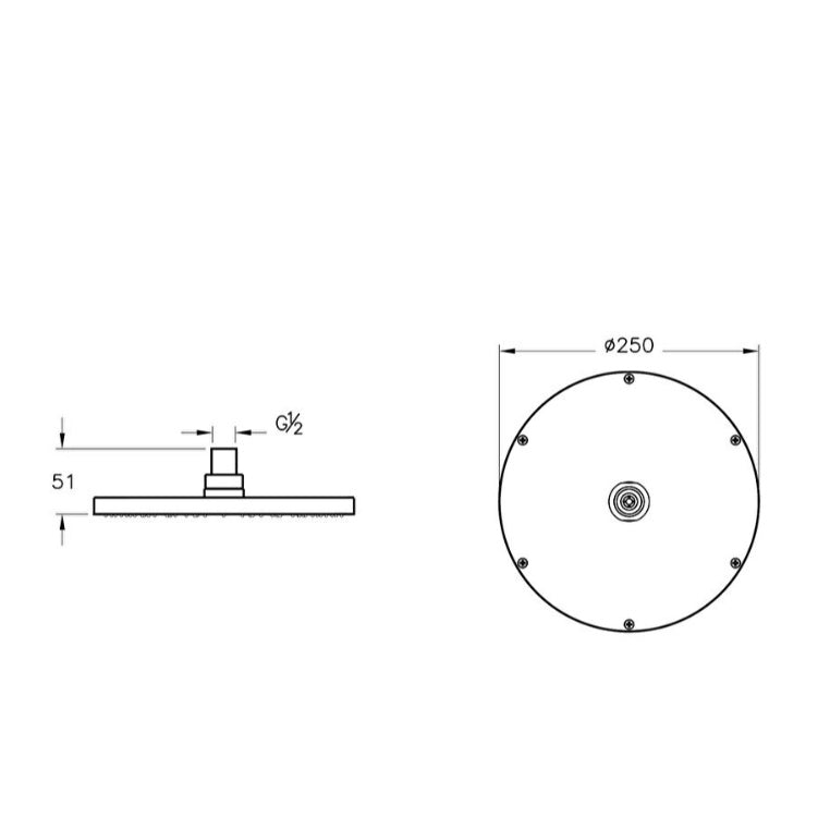 VitrA Origin Round Shower Head - 250mm - Matt Black