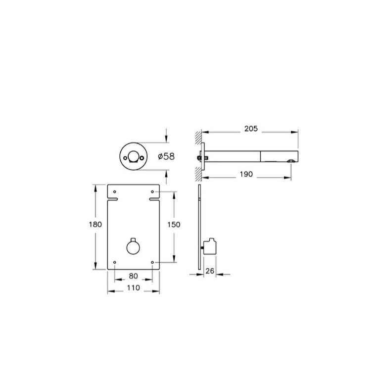 Vitra Origin Touch Free Wall Mounted Long Basin Mixer Tap - Mains - Chrome 