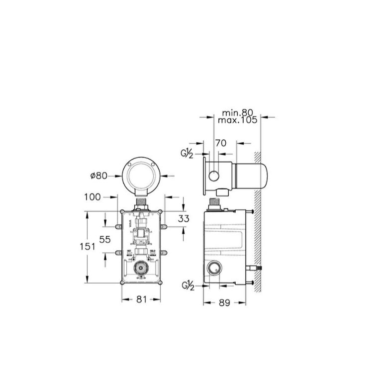 Vitra Origin Concealed Part for Touch-Free Basin Mixer Tap