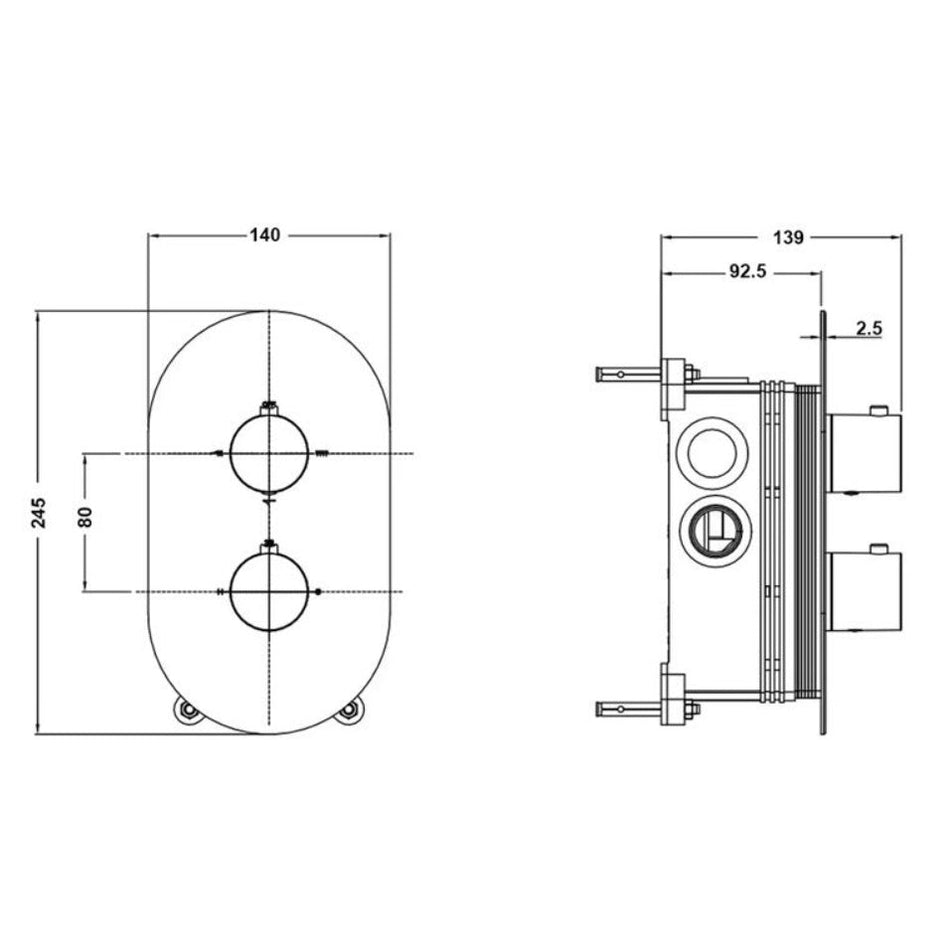 Vitra Aquaheat 3 Outlet Round Concealed Thermostatic Shower Valve - Chrome
