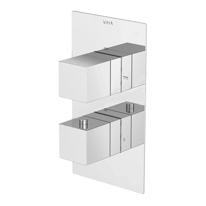 Vitra Aquaheat 2 Outlet Square Concealed Thermostatic Shower Valve - Chrome