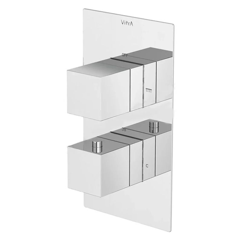 Vitra Aquaheat 1 Outlet Square Concealed Thermostatic Shower Valve - Chrome