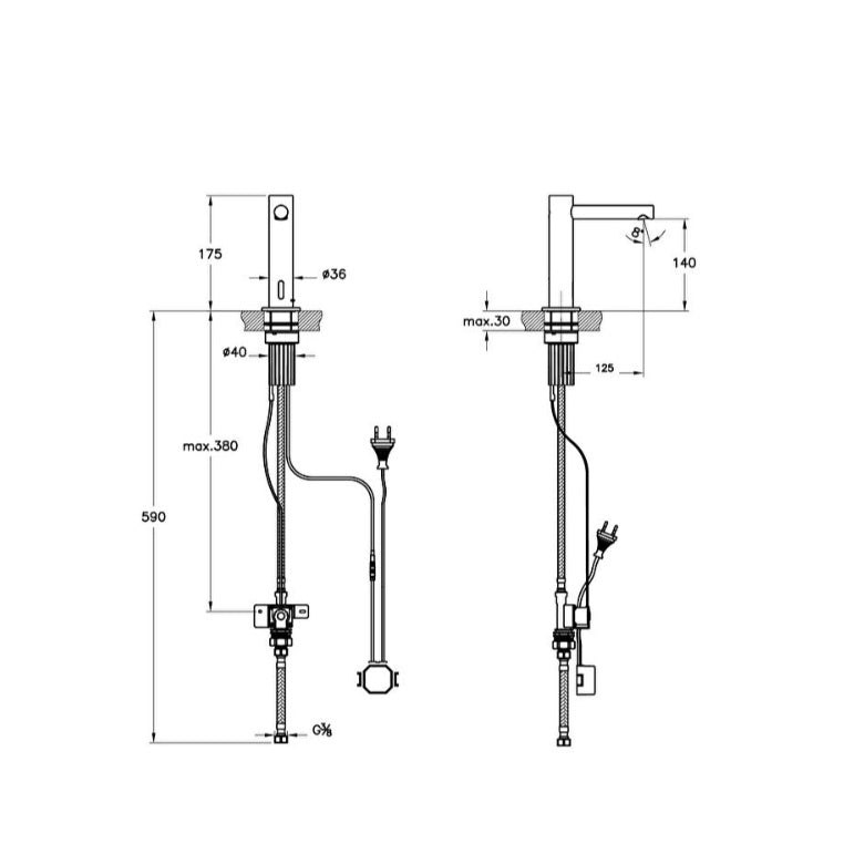 Vitra Origin Touch Free Single Inlet Basin Mixer Tap - Mains - Soft Copper