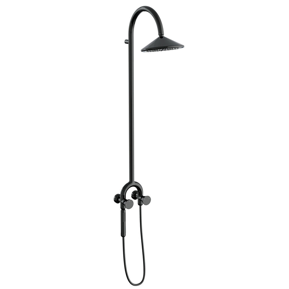Vitra Liquid 2 Outlet Thermostatic Shower Column With Magnetic Hand Shower - Gloss Black