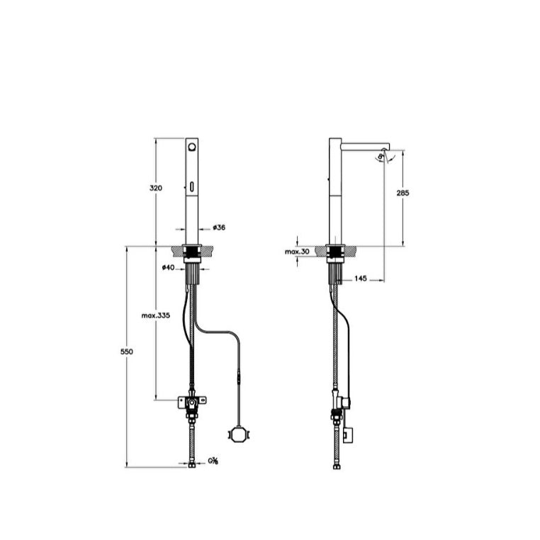 Vitra Origin Touch Free Tall Single Inlet Basin Mixer Tap - Battery - Brushed Nickel