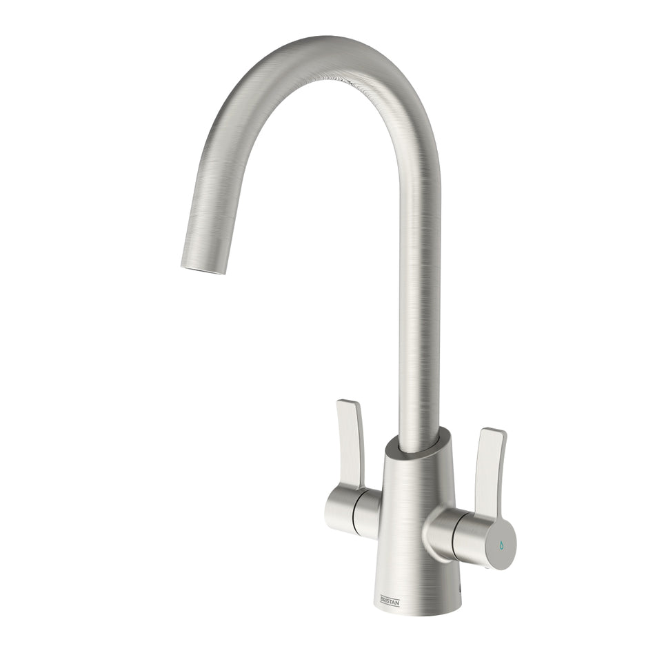 Bristan Acorn Deck Mounted Easyfit Mono Kitchen Mixer Tap - Stainless Steel
