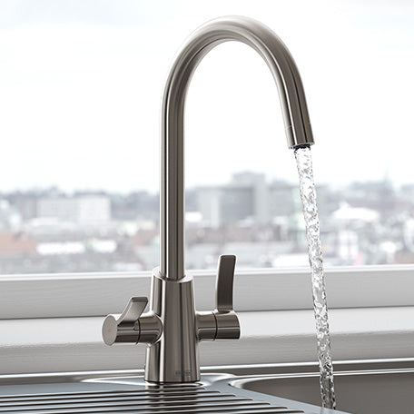 Bristan Acorn Deck Mounted Easyfit Mono Kitchen Mixer Tap - Stainless Steel