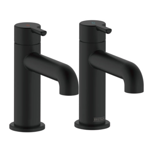 Bristan Altum Deck Mounted Basin Pillar Taps - Matt Black