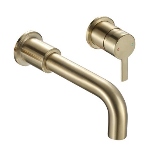 Bristan Altum 2 Hole Wall Mounted Basin Mixer Tap - Brushed Brass