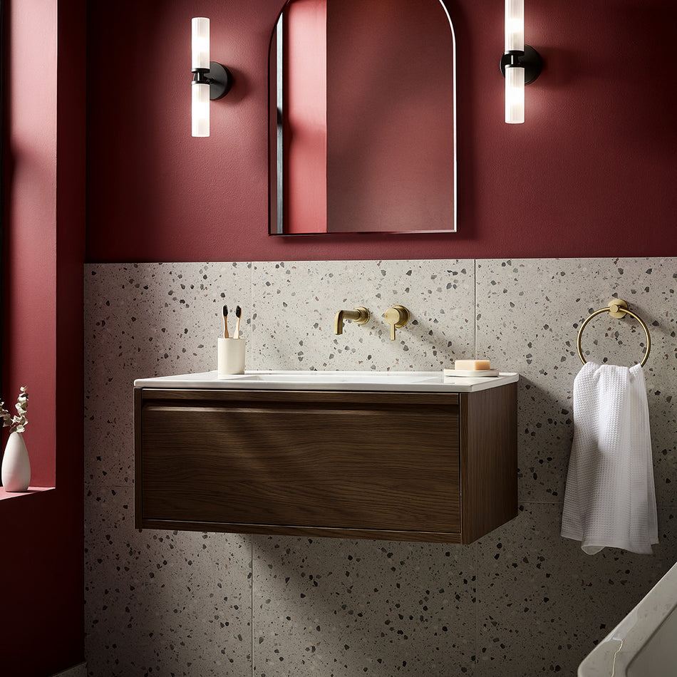 Bristan Altum 2 Hole Wall Mounted Basin Mixer Tap - Brushed Brass