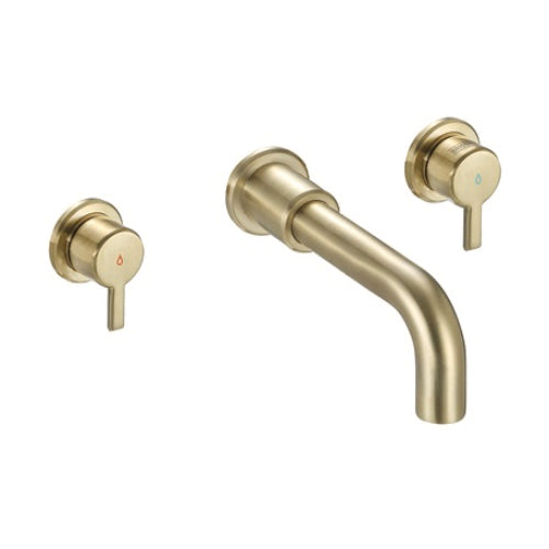 Bristan Altum 3 Hole Wall Mounted Basin Mixer Tap - Brushed Brass
