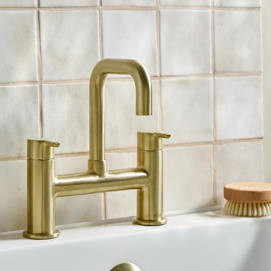 Bristan Altum Deck Mounted Bath Filler Tap - Brushed Brass
