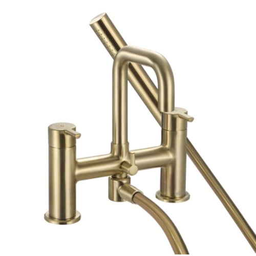 Bristan Altum Bath Shower Mixer Tap With Shower Handset and Hose - Brushed Brass