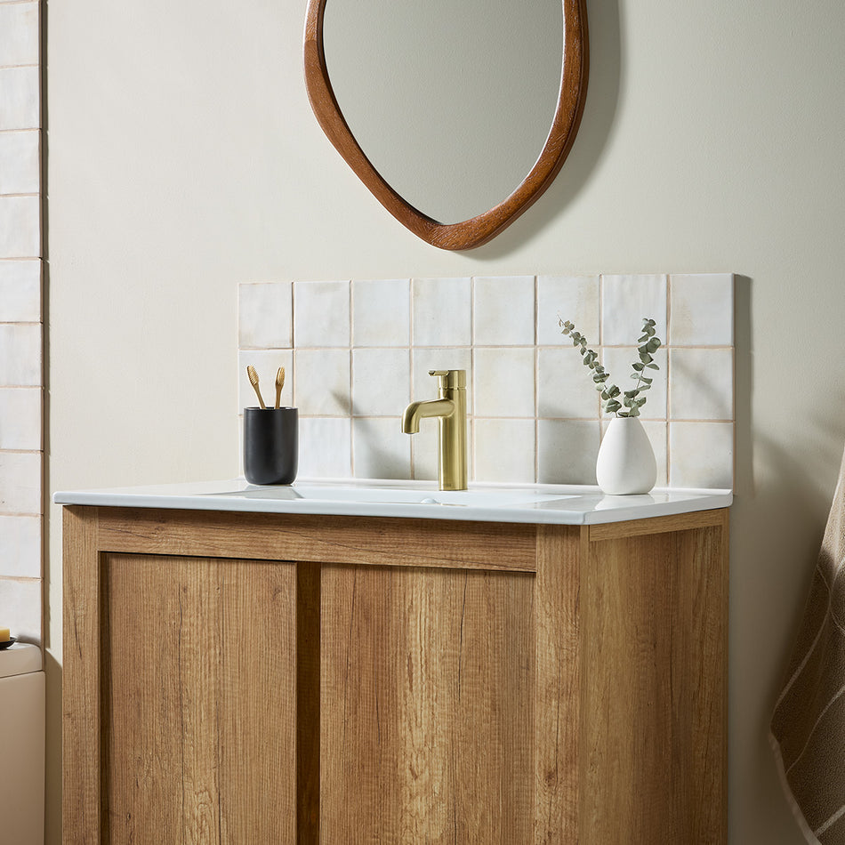 Bristan Altum Deck Mounted Eco Start Basin Mixer Tap - Brushed Brass
