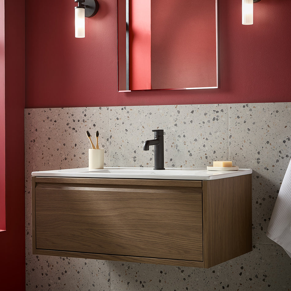 Bristan Altum Deck Mounted Eco Start Basin Mixer Tap - Matt Black