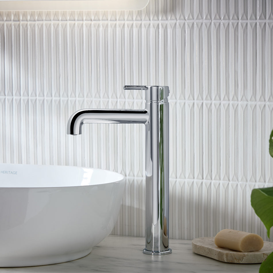 Bristan Altum Deck Mounted Eco Start Tall Basin Mixer Tap - Chrome