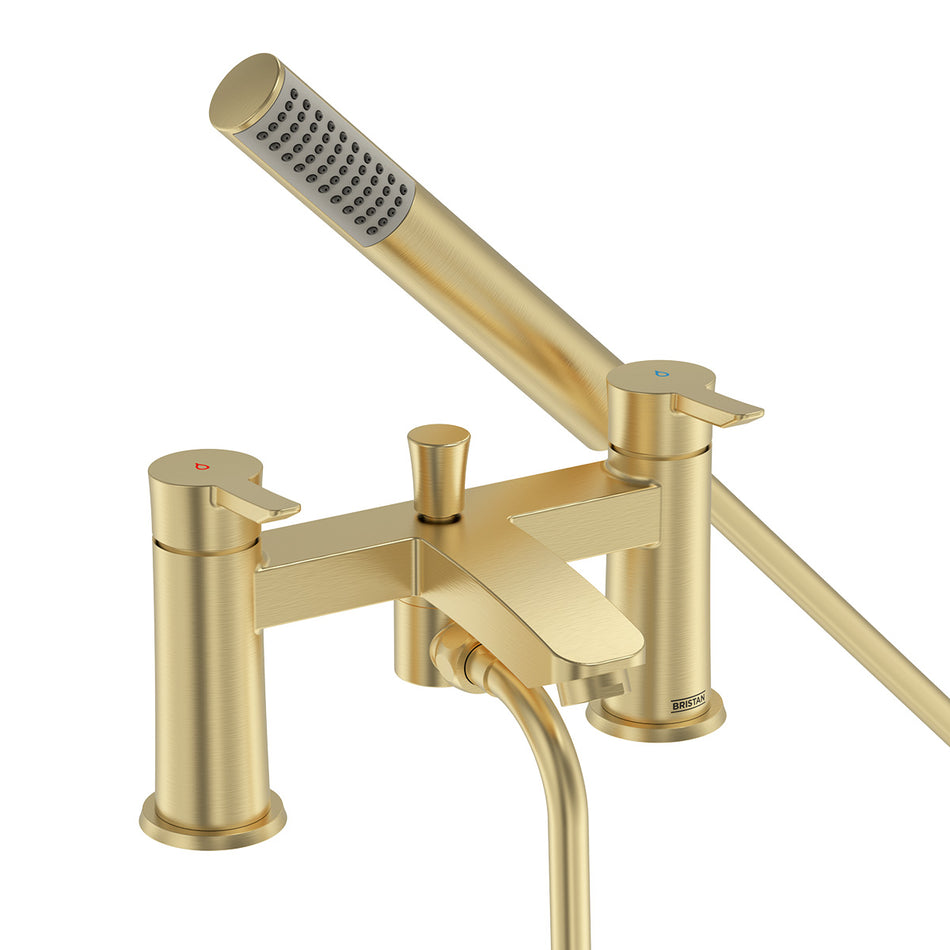 Bristan Apelo Bath Shower Mixer Tap With Shower Handset and Hose - Brushed Brass