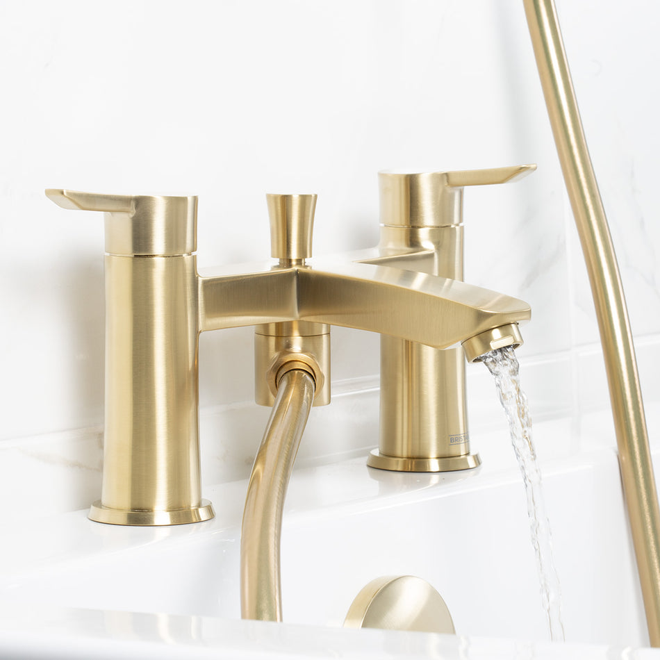 Bristan Apelo Bath Shower Mixer Tap With Shower Handset and Hose - Brushed Brass