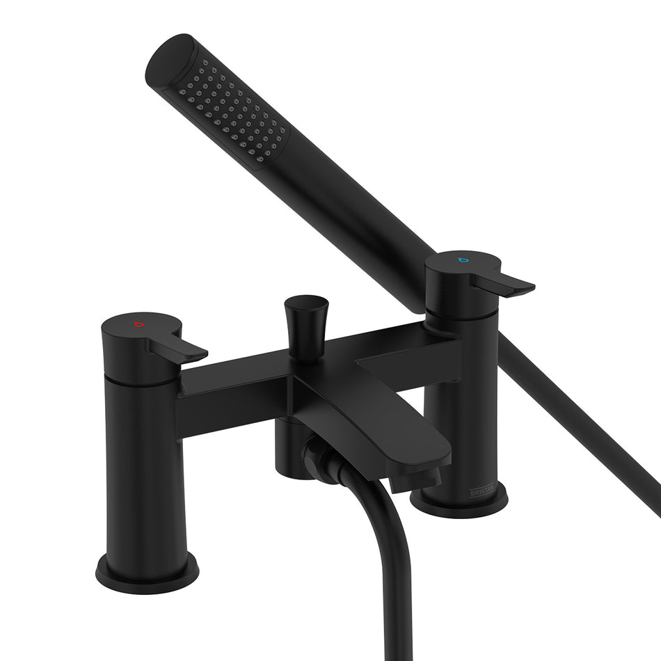 Bristan Apelo Bath Shower Mixer Tap With Shower Handset and Hose - Black