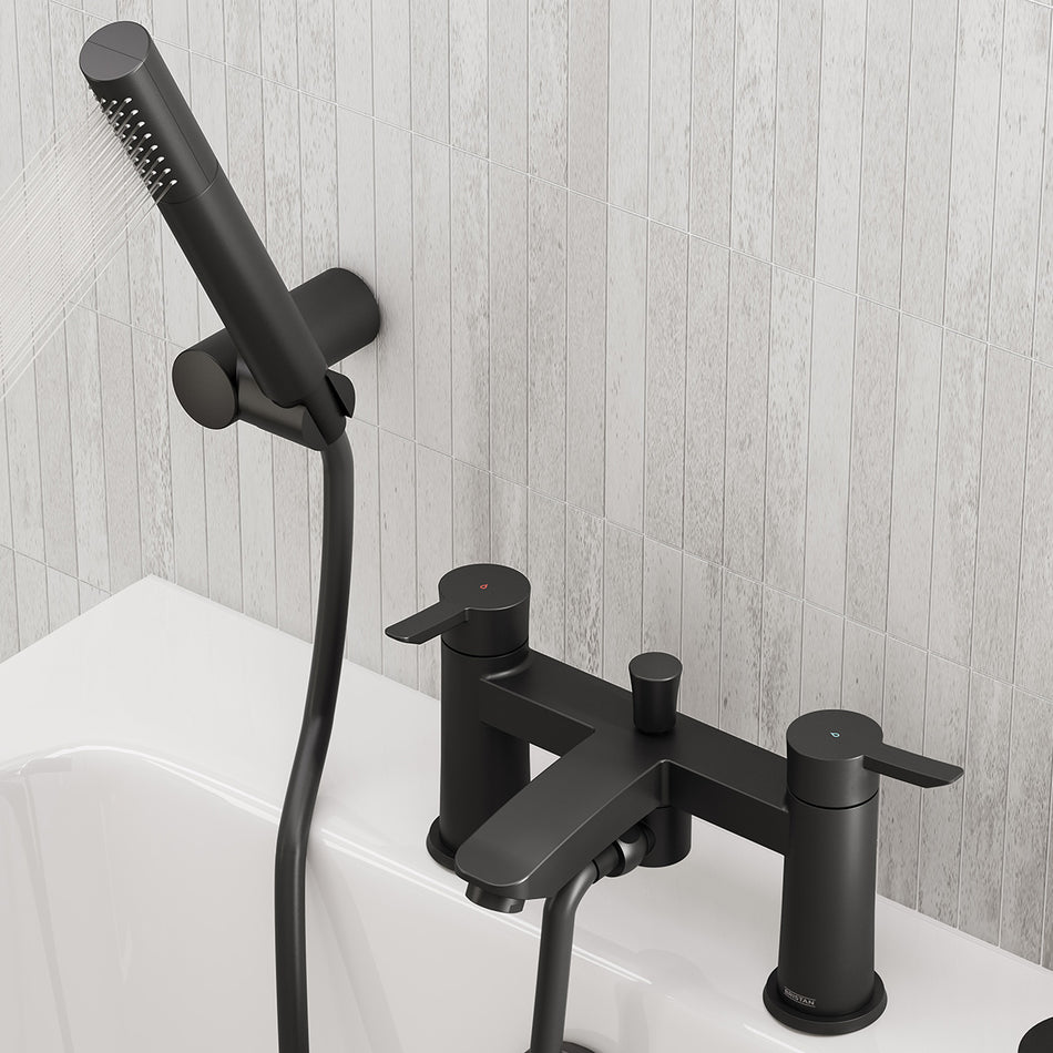 Bristan Apelo Bath Shower Mixer Tap With Shower Handset and Hose - Black