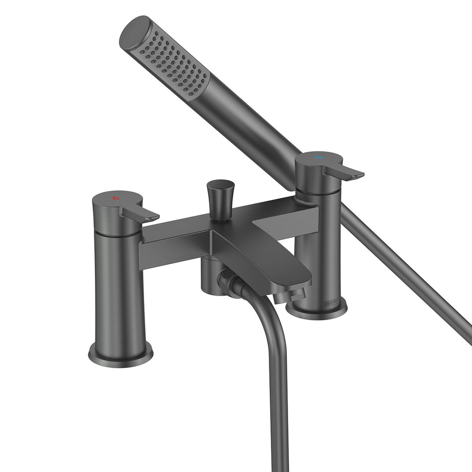 Bristan Apelo Bath Shower Mixer Tap With Shower Handset and Hose - Gun Metal