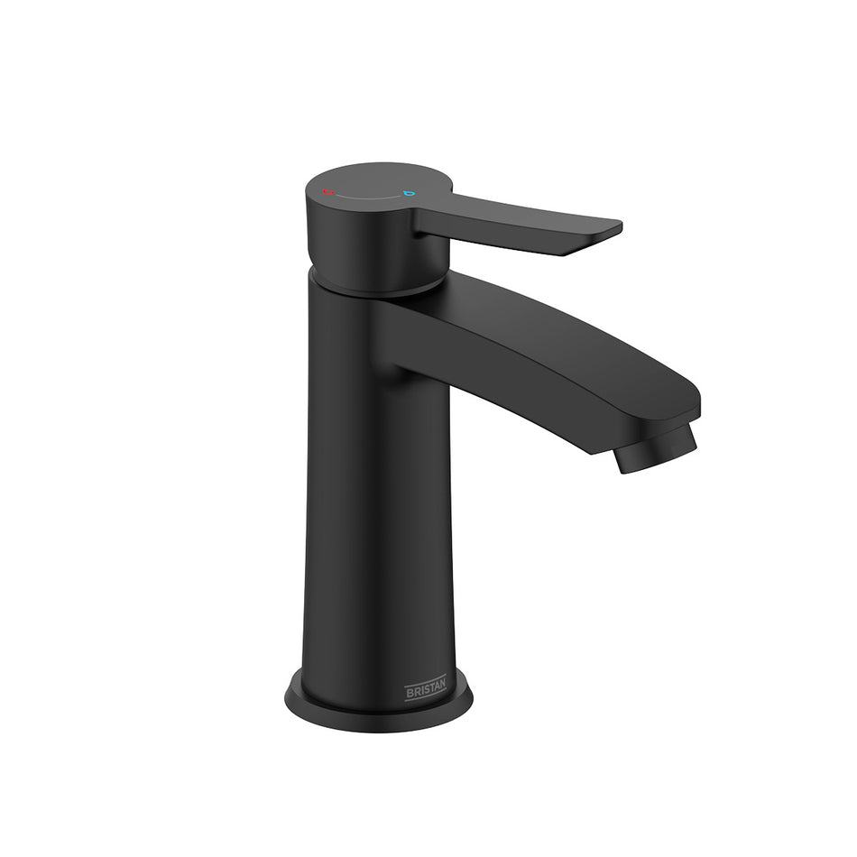 Bristan Apelo Deck Mounted Eco Start Basin Mixer Tap With Clicker Waste - Black