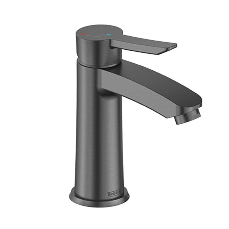 Bristan Apelo Deck Mounted Eco Start Basin Mixer Tap With Clicker Waste - Gun Metal