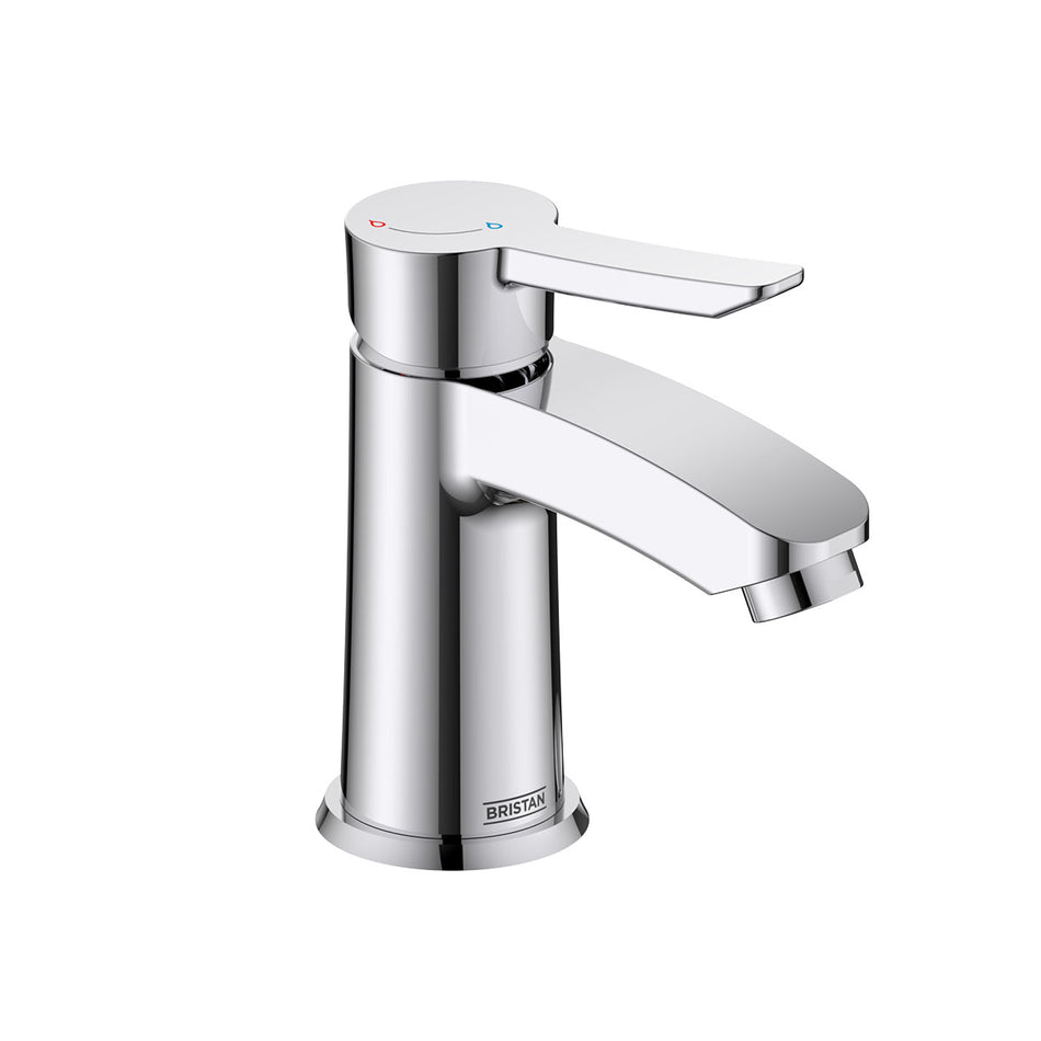 Bristan Apelo Deck Mounted Eco Start Small Basin Mixer Tap With Clicker Waste - Chrome