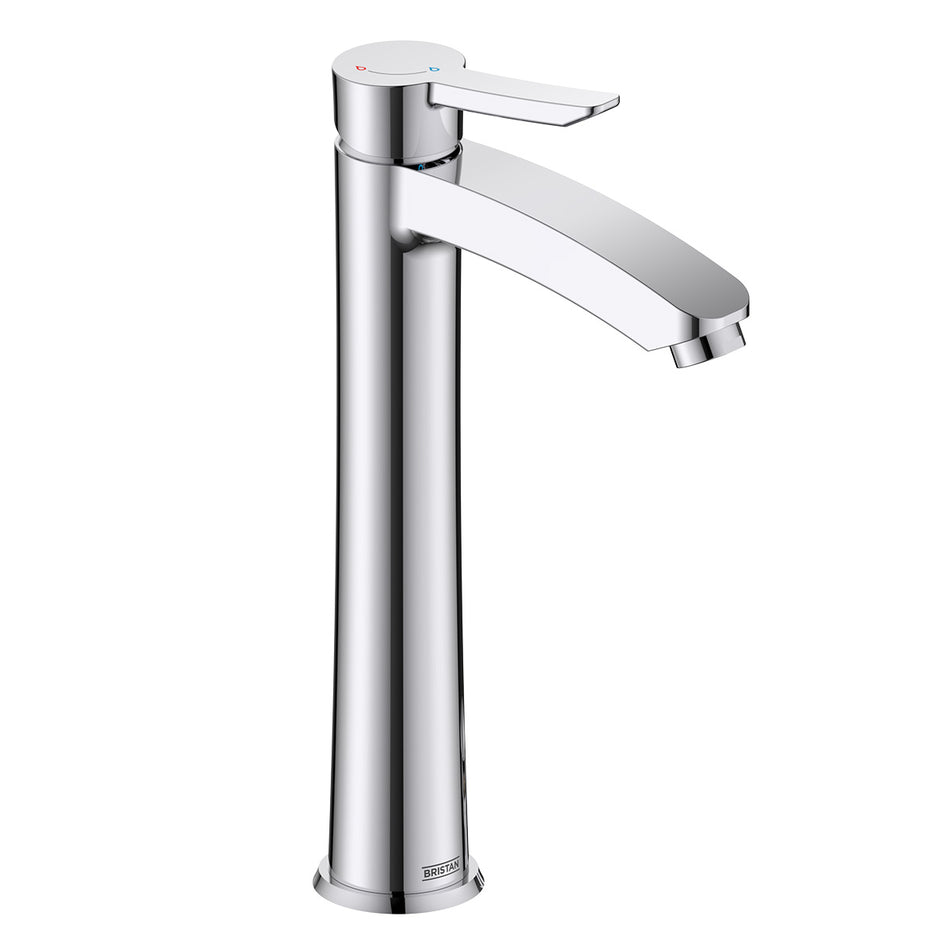 Bristan Apelo Deck Mounted Eco Start Tall Basin Mixer Tap With Clicker Waste - Chrome