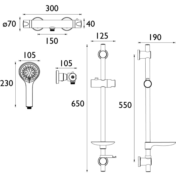 Bristan Artisan Thermostatic Bar Shower Valve With Adjustable Riser And Fast Fit Connections - Chrome