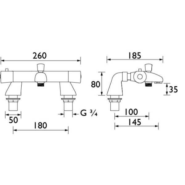 Bristan Artisan Thermostatic Bath Shower Mixer Tap - Chrome